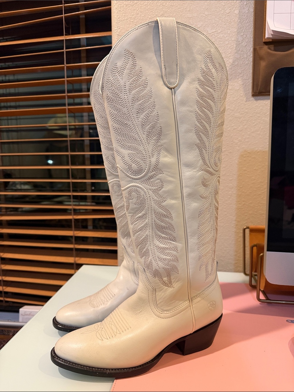 Ariat Women’s Tall White Western Boots with Embroidered Detail